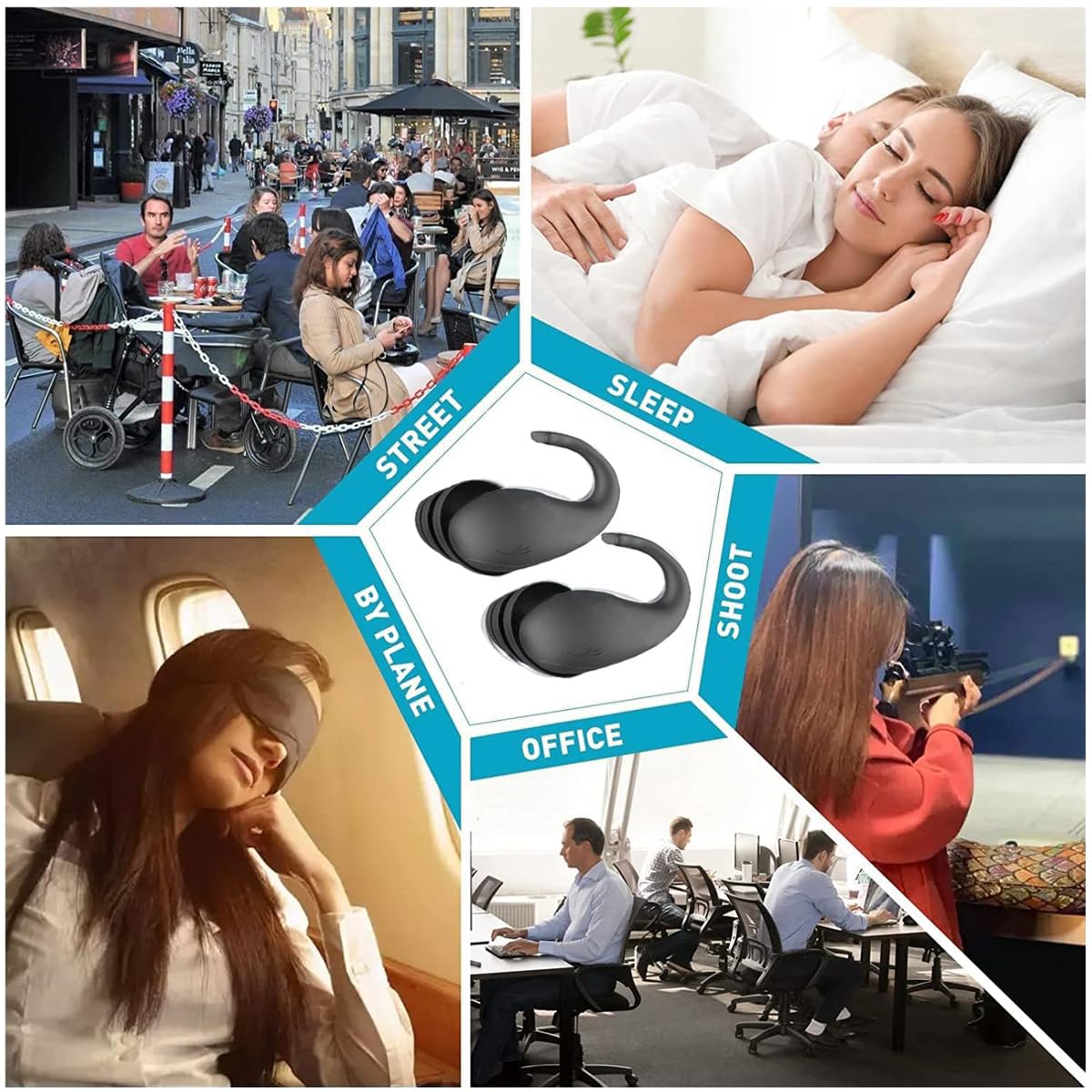 HANNEA Ear Plugs for Sleeping, Reusable Silicone Earplugs for Hearing Protection, Noise Cancelling Ear Plugs for Sleeping, Concerts, Motorcycle, Work (Black) HANNEA Ear Plugs for Sleeping, Reusable Silicone Earplugs for Hearing Protection, Noise Cancelling Ear Plugs for Sleeping, Concerts, Motorcycle, Work (Black)